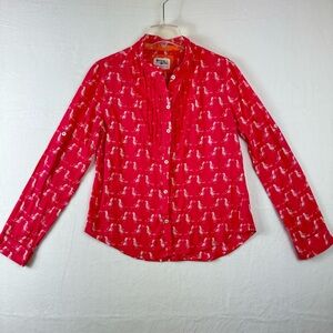 Anthropologie Holding Horses Cotton Pink Pleated Pheasant Button Down Shirt